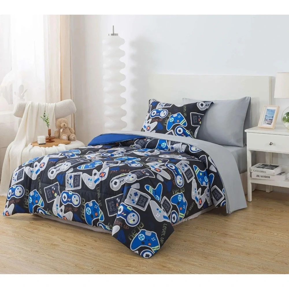 Twin comforter set with sheets 5 piece boys